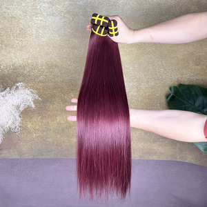 Extensions de Cheveux Humains Lisses Bourgogne 99J en Gros, 100% Cheveux Humains Vierges, Tissage Double Trame - Product Image 6