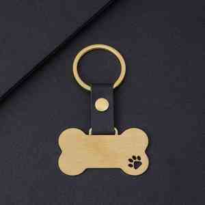 Llavero de Acero Inoxidable Personalizado de Fábrica, Grabado Láser, Forma de Hueso Hueco con Diseño de Rascado de Gato, con Logotipo de Empresa de Mascotas - Product Image 3