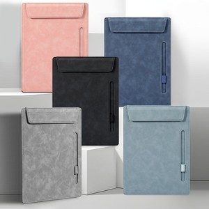 Hochwertiger mehrfarbiger PU-Leder A4-Aktenordner Kunden spezifisches Logo Multifunktion ale verdickte Schreib matte mit Stift clips - Product Image 2