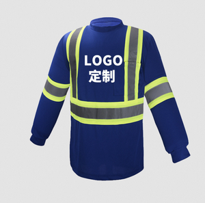قميص أمان عاكس للضوء بأكمام طويلة من البوليستر مع شعار مخصص، سريع الجفاف للرجال، ملابس عمل عالية الوضوح للبناء - Product Image 4