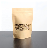 Sachet Doypack en Papier Kraft avec Fermeture Éclair et Fenêtre Translucide, Sac Mat Biodégradable Écologique pour Noix, Graines et Fleurs Séchées