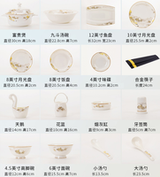 Service de table en porcelaine fine à motifs dorés de luxe américain, 62 pièces, pour dîner en famille de dix personnes, service de table en céramique