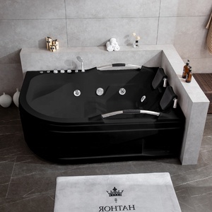 Nouveau noir Jakuzzi vente en gros de baignoire de massage à jet d'air bon marché hôtel baignoire de massage double en acrylique avec douche - Product Image 3
