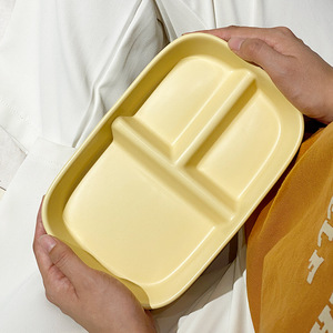 Plato dividido de cerámica de estilo japonés <span class=keywords><strong>para</strong></span> niños, plato de desayuno creativo <span class=keywords><strong>para</strong></span> el hogar, ayuda a reducir la grasa y perder peso - Product Image 3