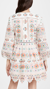 OEM 2021 moda moda <span class=keywords><strong>fiori</strong></span> primaverili ricamati Casual donna abito traforato <span class=keywords><strong>maniche</strong></span> a sbuffo Mini abito - Product Image 6