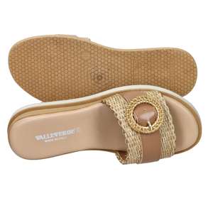 Sandales compensées pour femme Valleverde en cuir beige, talon de 4 cm, taille 41 - Product Image 6