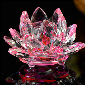 Artigianato floreale fermacarte in vetro Fengshui ornamenti figurine casa decorazioni per feste di nozze regali Souvenir Crystal Lotus - Product Image 3