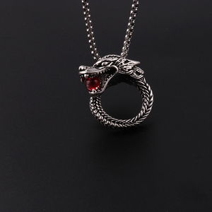 Vintage In Acciaio A Catena In Argento Anello del Drago Del Pendente Della mano Della Collana Della Lega di NA032 - Product Image 1