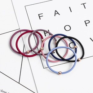Élastique à cheveux pour femme YT, style coréen, épais, très élastique, 5,5 cm, avec petite perle dorée, en tissu coloré, style doux, usage quotidien - Product Image 1