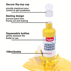 Office and School Supplies Easily Washable High Flow Acrylic Pour Art <strong>Paint</strong> with Premium Pigments Packed <strong>in</strong> Easy-squeeze <strong>Bottle</strong> - Product Image 3