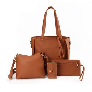 4Pcs/Set New High Capacity Crossbody Bag Leather Handbag Shoulder Bag Wallet <b>Purses</b> Portable Women <b>Girls</b> Fashion Casual Bag - Product Image 6
