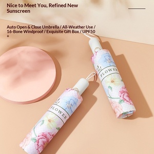 Parapluie pliant entièrement automatique, design frais, en caoutchouc noir, anti-UV, double usage soleil/pluie, idéal pour les cadeaux, pour fabricants - Product Image 3