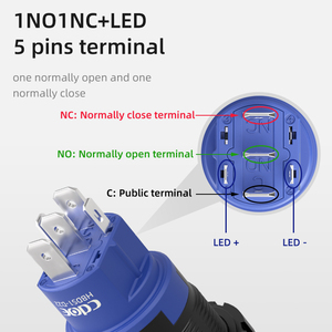 สวิตช์กดแบบกันน้ำ 10A IP67 ขนาด 22 มม. ไฟ RGB สวิตช์กดแบบกดติดปล่อยดับ SPDT สำหรับแผงควบคุม - Product Image 3