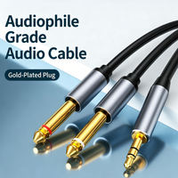 Cable de Audio Dual de 3.5mm y 6.5mm, Chapado en Oro, Cobre Puro, Trenzado y Blindado con PVC, para Guitarra, Micrófono, Altavoz, Coche, PC, Equipo de Estudio