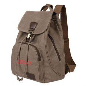 New Retro Waterproof Book <b>Bag</b> Student Backpack Durable Vintage Men Women Canvas Backpack With Logo - Product Image 1