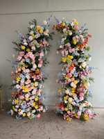 Plantes vertes H181, roses colorées, fleurs en forme de corne, toile de fond de mariage, décorations de scène, aménagement de cérémonie de demande en mariage