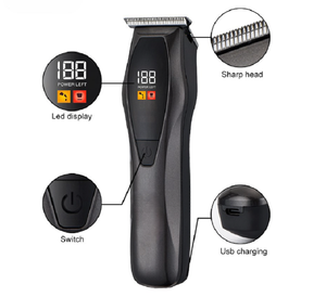 Tondeuse à cheveux électrique sans fil, rechargeable par USB, écran LCD, lame en acier inoxydable, longueurs de coupe réglables pour la maison et le salon - Product Image 1