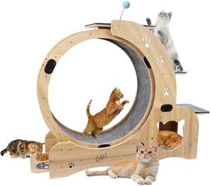 Große Katze Übungs rad Laufband Indoor 5 1 Kletter leitern 30,8 Zoll ausgehöhlte Holz Silent Anti-Rutsch Langlebig Modern Cat - Product Image 1