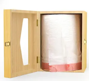 Dispensador de bolsas de basura extragrandes, dispensador de bolsas de basura de cocina, soporte de rollo, dispensador de bolsas de basura de cocina de montaje en pared de Bambú