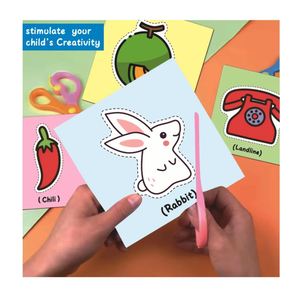 Libro de Actividades de Corte de Papel para Niños de Preescolar, Desarrollo de Habilidades Tempranas, Tijeras Seguras para Niños y Niñas - Product Image 4
