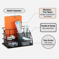 Organizador de Escritorio Multifuncional de Metal con Cajones, Portaplumas, Suministros de Oficina, Almacenamiento de Archivos y Documentos