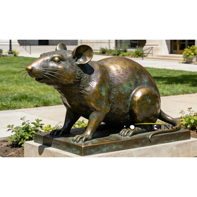 Life Size Bronze Rat Statue Antique Patina Cast Metal Animal Sculpture for Outdoor Decoration