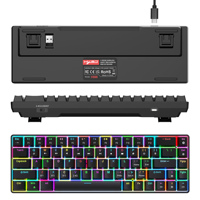 Keyboard Mekanik Nirkabel Gaming Compact HXSJ V800 68-Key 3-mode USB-C Ergonomis dengan Lampu Latar RGB untuk Laptop Mac PC