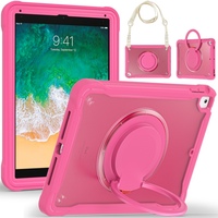 Étui de tablette hybride robuste antichoc en TPU durable pour iPad 9.7/Air 2/Pro 9.7, coque transparente avec sangle d'épaule et béquille
