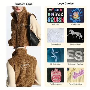 Gilets de grande taille pour femmes Vente en gros Logo personnalisé Fourrure Hiver Streetwear Extérieur Broderie Polaire Sherpa Polaire Veste - Product Image 3