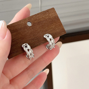 Ruitai S925 Sterling <b>Silver</b> <b>Huggie</b> Earrings White 925 <b>Silver</b> Everyday Wear - Product Image 2