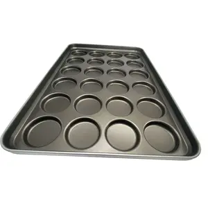 Bakeware commerciale acciaio alluminato antiaderente 24 cavità 4 pollici Hamburger panino pane teglie da forno forno teglia da forno