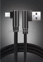 Kabel USB-A Micro USB Type-C Berkualitas Tinggi, Hitam, Double Elbow, Kepang, Konektor Berlapis Timah, Konduktor Tembaga untuk Pengisian Daya Ponsel Cepat