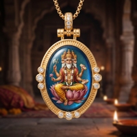 FORTUSYMBOL Großhandel Hinduismus Brahma Medaillen-Halskette Edelstahl-Schmuck Anpassbare Muster Religiöses Geschenk