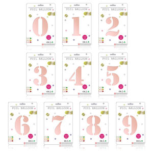Nicro 32 pulgadas Número 0-9 Globo de papel de aluminio Tarjeta individual Embalaje Fiesta de cumpleaños Número Mylar Globos de papel de aluminio - Product Image 5