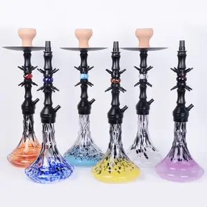 Narguilé Shisha en aluminium de conception russe Vente en gros Fumée de Shisha rose avec narguilé en verre exquis