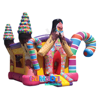Château gonflable PVC rose en forme de requin bonbon, avec souffleur, pour enfants et adultes, idéal pour les fêtes et le plaisir