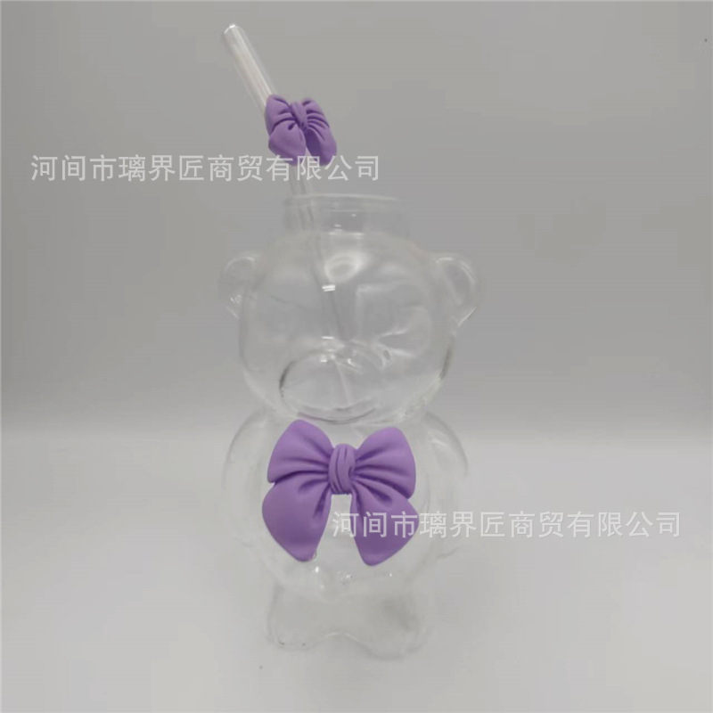 Little bear-purple bow-with straw