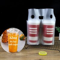 Sac de transport jetable et recyclable en plastique HDPE avec poignée pour un seul gobelet, idéal pour les boissons à emporter, comme les grands gobelets à café ou à thé