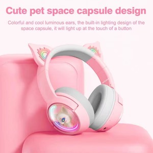 Auriculares inalámbricos para juegos ONIKUMA B5 RGB con orejas de gato, ANC, IPX5 a prueba de agua, baja latencia, diseño metálico, adecuados para una variedad de escenarios. - Product Image 3