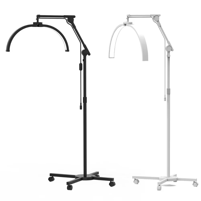 Universal Caster Floor Lamp Light-emitting Diode Moon Lamp Adjustable Half Lamp Eyelash Long Half Moon Nail