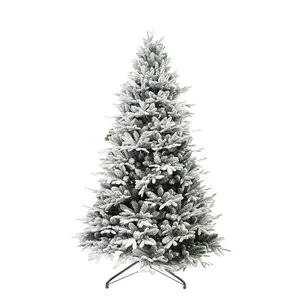 Декоративная новогодняя елка с двойным светодиодом и роскошными снежными рождественскими орнаментами, пластиковые искусственные белые рождественские деревья
