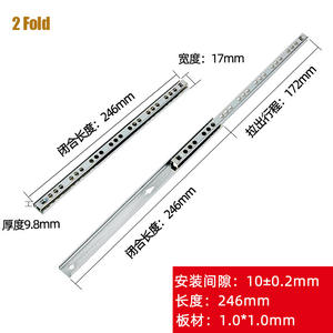 Personnalisé 17mm 2-Fold Canal Glissières Coulissantes Placard Armoire Porte Matériel Montage Roulement À Billes Glissières De <span class=keywords><strong>Tiroir</strong></span> Télescopique - Product Image 5