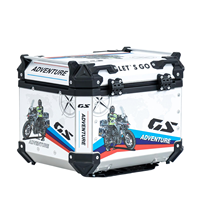 Boîte à bagages universelle pour moto 45L en acier inoxydable, style voyage mondial blanc personnalisé, fournisseur OEM en gros