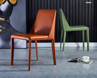 Chaise de salle à manger en cuir en bois moderne de Style nordique pour la maison Bar Cuisine Restaurant Café