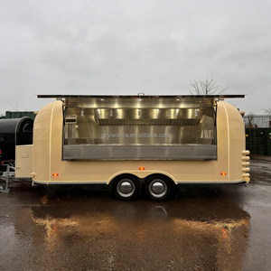 Camion de restauration haut de gamme de couleur beige, entièrement équipé, et petites remorques de café et de restauration. - Product Image 1