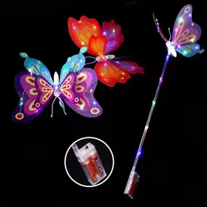 New Product 2024 Children's Glowing Toy Party Decoration Giant Light LED Butterfly Colorful Flash Handheld Stick