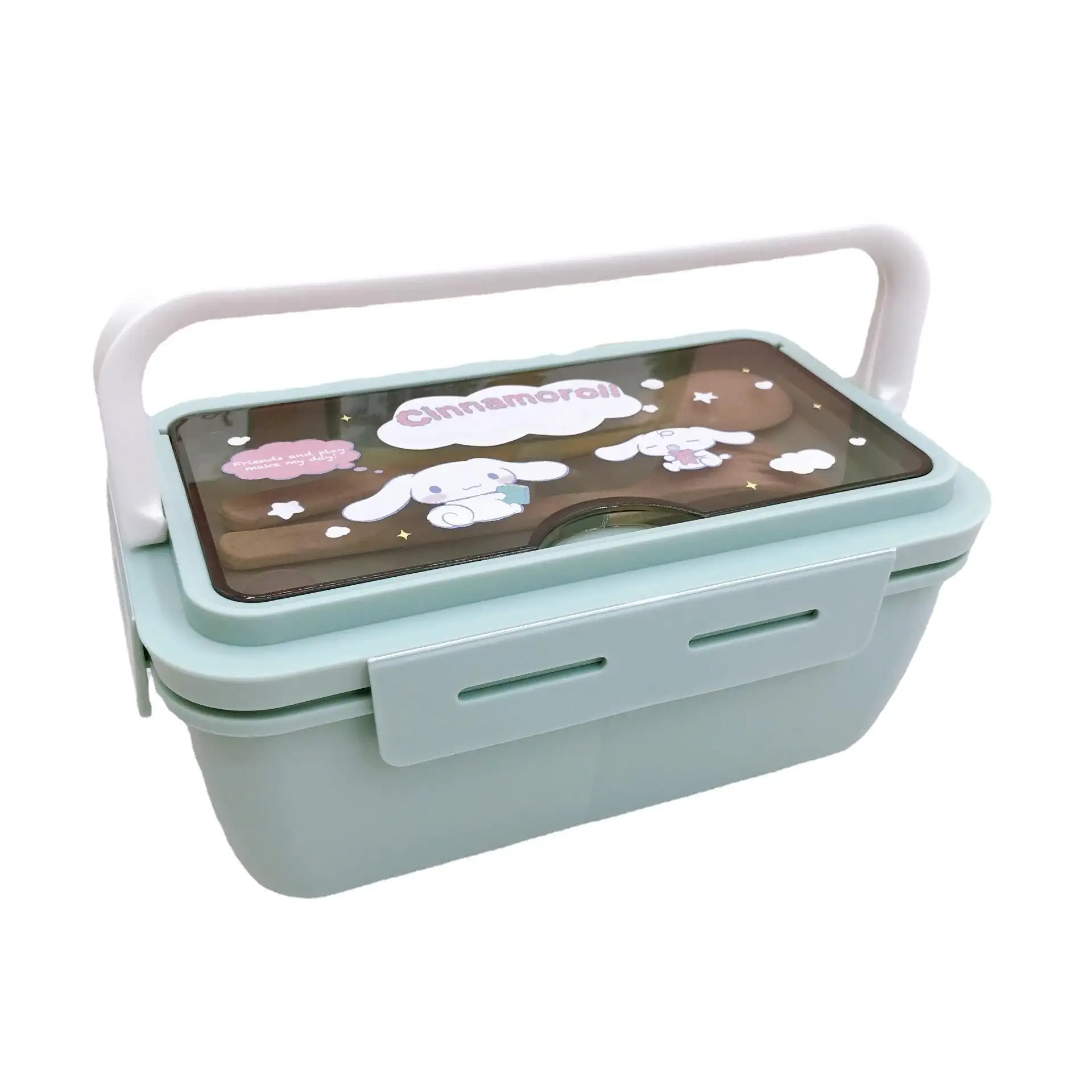 Cinnamoroll portable lunch box comes with cutlery Kuromi Children's multi-compartment bento box Student lunchbox