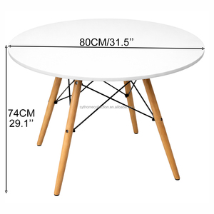 Mesa de Centro Redonda Moderna <span class=keywords><strong>para</strong></span> Cafeterí<span class=keywords><strong>a</strong></span>, Mesa de Comedor con Patas de Madera y Tablero Blanco <span class=keywords><strong>para</strong></span> Bistro y Apartamento, 74 cm de Altura, Decorativa - Product Image 2