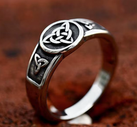 Herren Retro Einfache Mode Edelstahlringe Nordische Runen Lebensbaum Keltischer Knoten Pentagramm-Muster Metall-Fingerringe