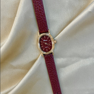 Small Dial <b>Red</b> Ladies Wristwatch Vintage Angola <b>Red</b> Tone Niche Fashion Quartz Watch - Product Image 2